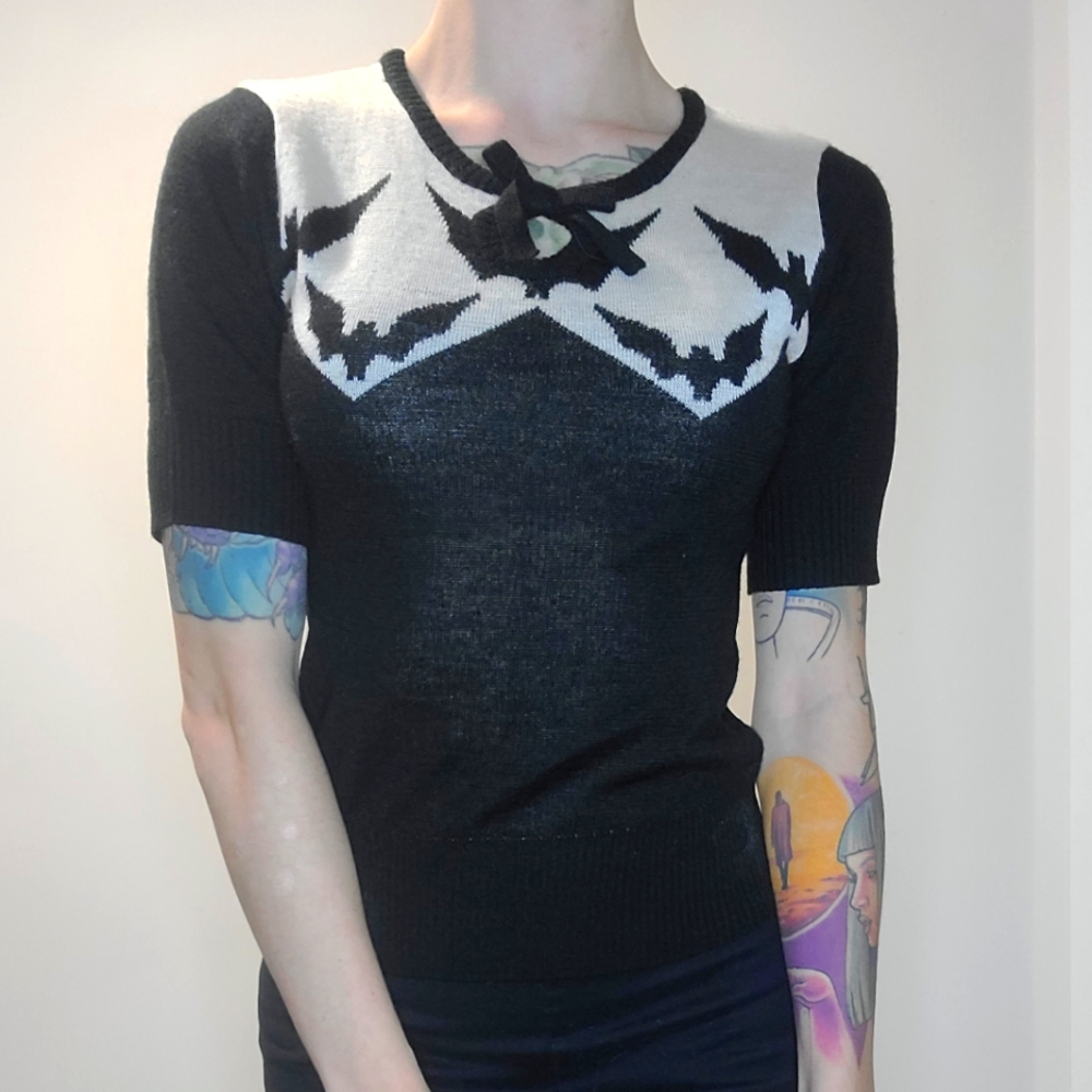 Hell Bunny Cropped Bat Sweater